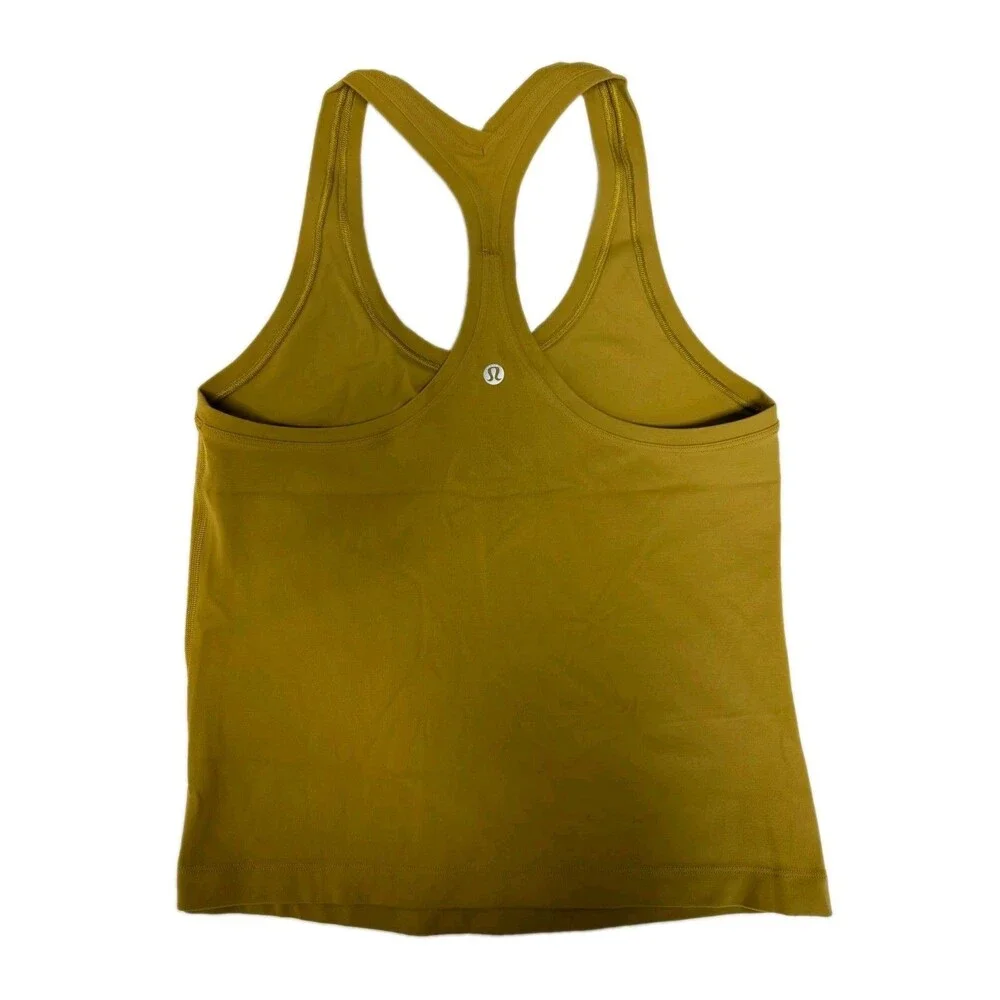 Lululemon Womens Size 8 Cool Racerback Tank Top Shorter Length Auric Gold Yellow